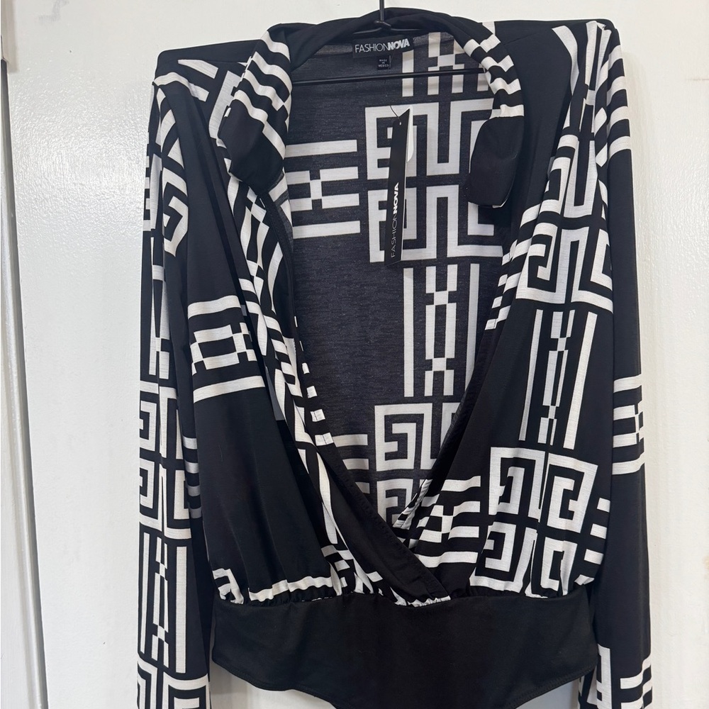 Fashion Nova Black and White Bodysuit